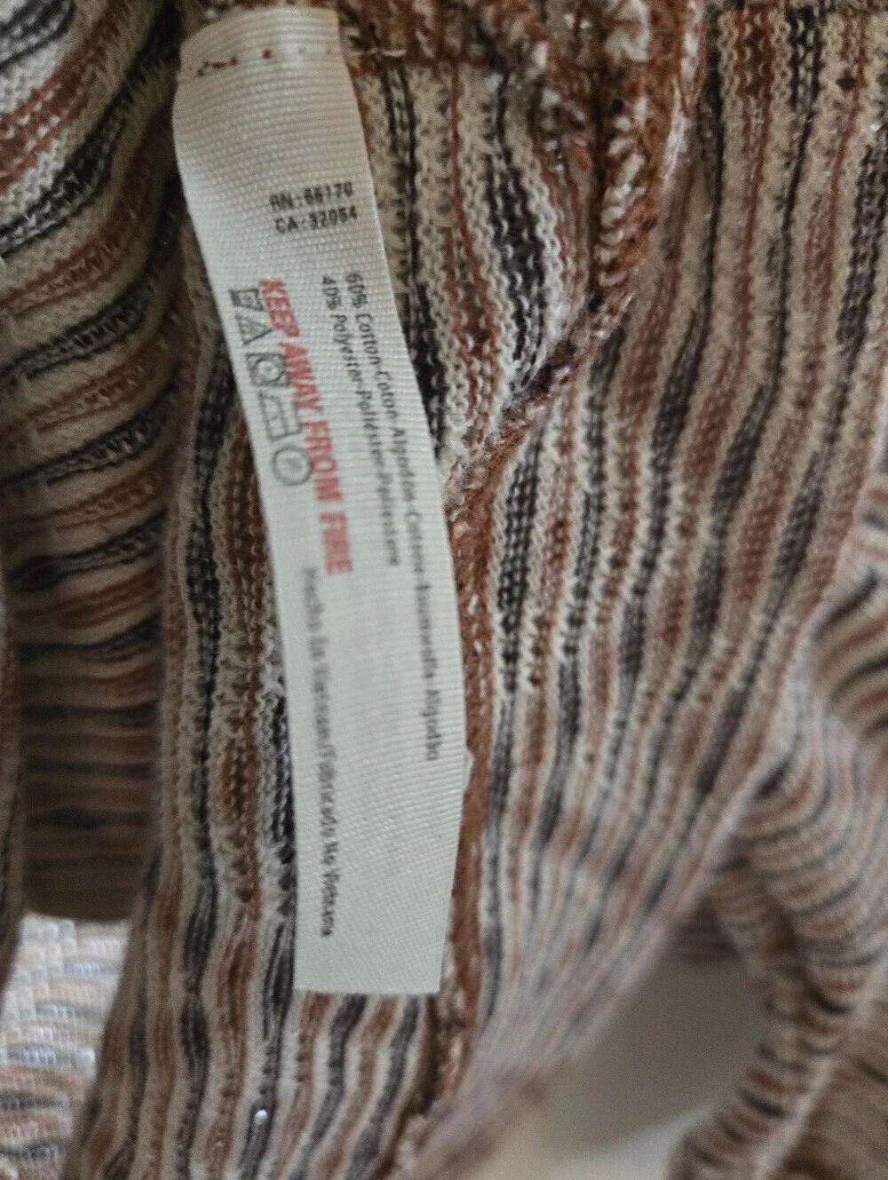 Free People Intimately All Yours Rust & White Striped Mock Neck Crop Top Size XS